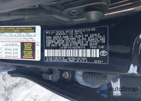 2017 Toyota Camry Se z USA, uszkodzony, nr VIN 4T1BF1FK1HU308378